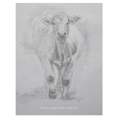 Pencil Drawing of a Cow walking towards you Full Color Flyer by mike_jory