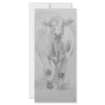 Pencil Drawing of a Cow walking towards you Customized Rack Card by mike_jory