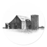 PENCIL DRAWING: OLD BARN, SILO: REALISM stickers