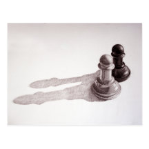 Pencil Drawn Pawns Chess Postcards