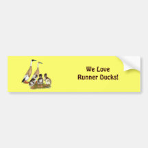 Penciled Runner Duck Family Bumper Stickers