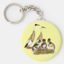 Penciled Runner Duck Family Keychain