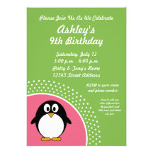 Penguin Birthday Party Invitation