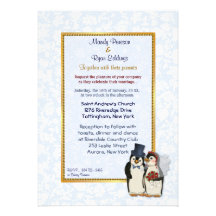 Penguin Bride and Groom Wedding Invitation