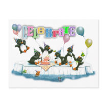penguin celebration card postcard