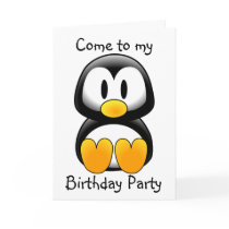 Penguin  Come to my  Birthday Party - Customised