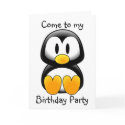 Penguin  Come to my  Birthday Party - Customised cards