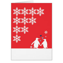 Penguin Couple Dancing in Snow Card