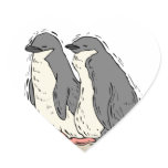 Penguin Couple Sandy Beach Wedding Hearts Heart Sticker