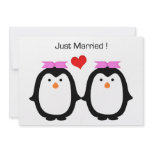 Penguin Couple Two Females Married invitations