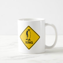 Penguin Crossing Highway Sign Coffee Mug