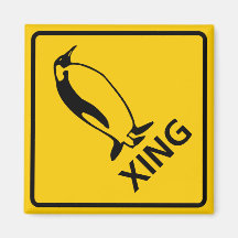 Penguin Crossing Highway Sign Fridge Magnets