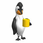 penguin drinking coffee photo sculptures
