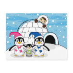 Penguin Family & Eskimo Postcard