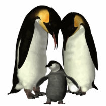 Penguin Family Ornament with Red Ribbon