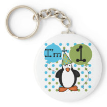 Penguin First Birthday Tshirts and Gifts Keychain
