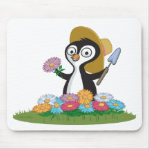 Penguin Flower Gardener Mousepad