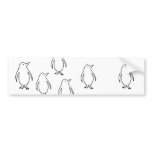 Penguin - fun simple fresh ink line drawing art bumper stickers