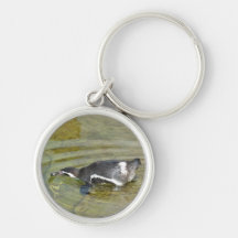 Penguin going swimming key chain