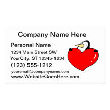 Penguin holding red heart cute design business card