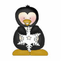 penguin holding snowflake photo sculptures