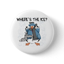 Penguin Ice Skating Button