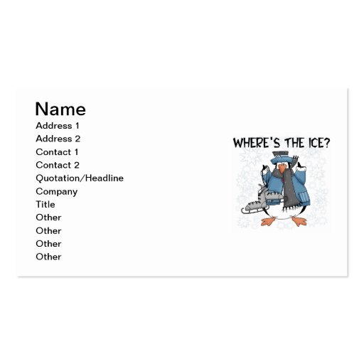 Penguin Ice Skating Tshirts and Gifts Business Card Template