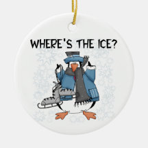 Penguin Ice Skating Tshirts and Gifts Christmas Ornaments