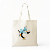 Penguin Ice Skating with Hat and Scarf Bag