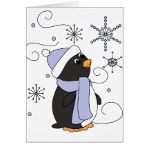 Penguin in Awe Greeting Cards