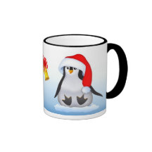 Penguin in Santa Hat Coffee Mugs