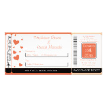 Penguin Love/Hear Boarding Pass Wedding Invitation