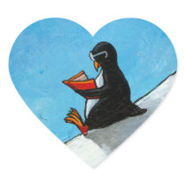 Penguin lover art cute bird glasses reading book