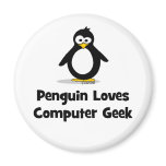 Penguin Loves Computer Geek magnets