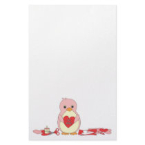 Penguin Making Valentines Stationery