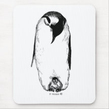 Penguin mother and chick mouse mat
