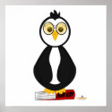 Penguin Nerd With Glasses On Book posters
