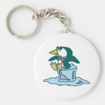 penguin sitting on ice cube key chains