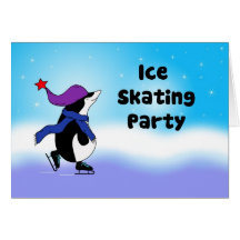 Penguin Skater Invitation Card