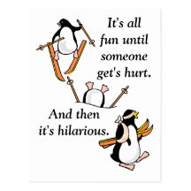 Penguin Ski Adventure Postcard