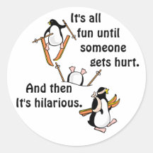 Penguin Ski Adventure Round Sticker