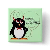 Penguin the new Black button pin