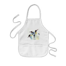 "Penguin Trio" Wildlife Watercolor Art Apron