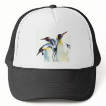 "Penguin Trio" Wildlife Watercolor Art Mesh Hats