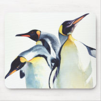"Penguin Trio" Wildlife Watercolor Art Mouse Mats