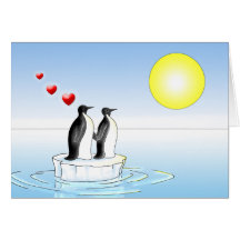 penguin valentine greeting cards
