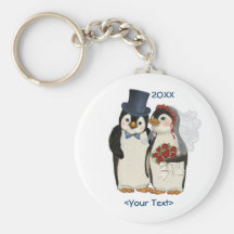 Penguin Wedding Bride and Groom Tie - Customise Keychains