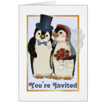 Penguin Wedding- You're Invited Card