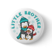 Penguin Winter Little Brother Pinback Button