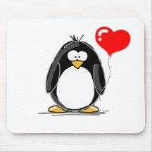 Penguin with a heart balloon mouse mat